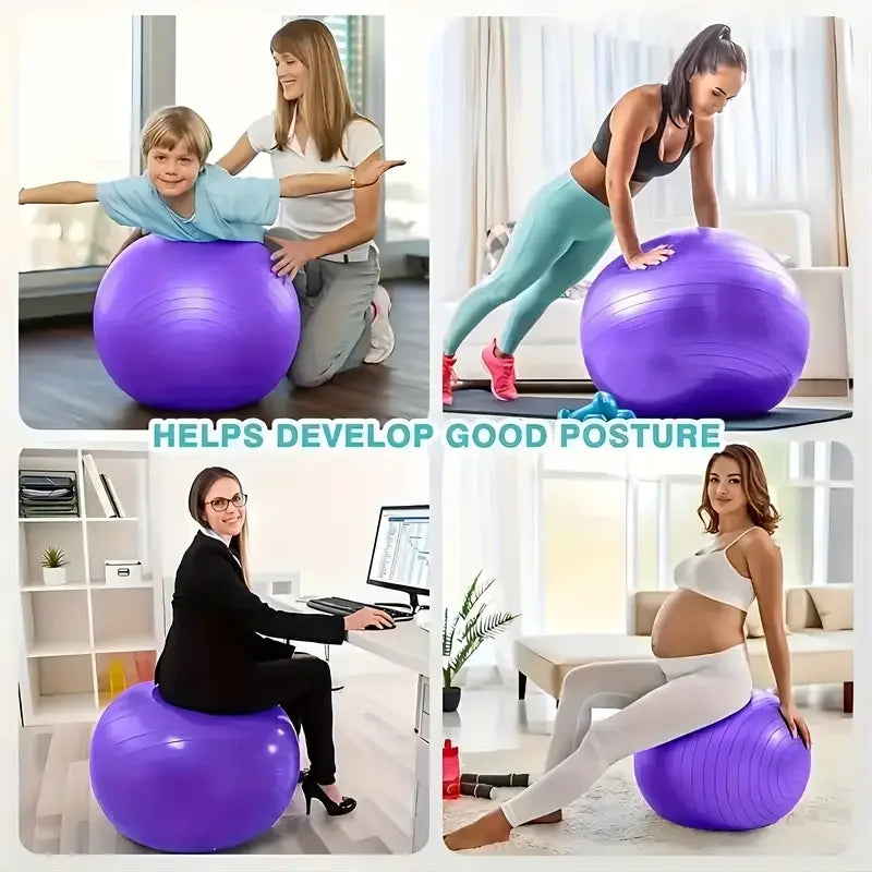 Durable PVC High Quality Yoga Ball with Textured Grip - Great for Adult Fitness, Pregnancy Support, Teen Training And Postpartum