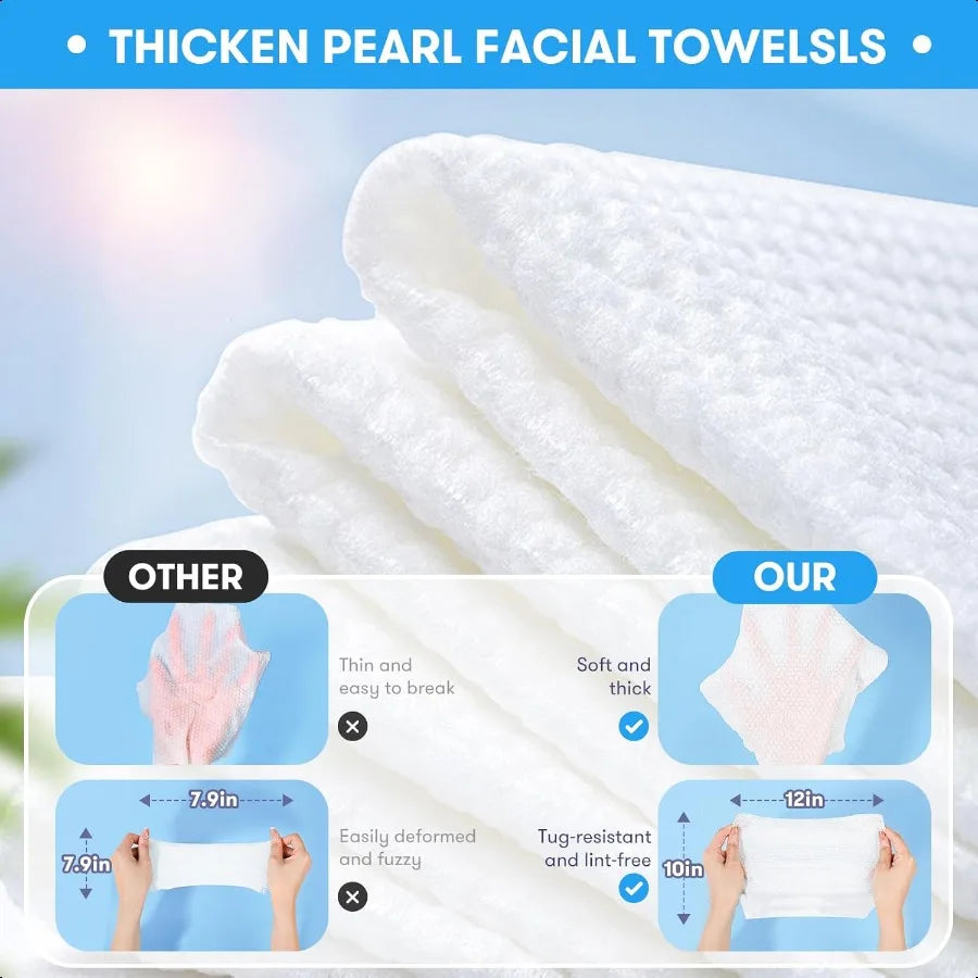 Disposable Face Towel XL Unscented Facial Towelettes Soft Thick Absorbent LintFree Biodegradable Makeup Remover Dry Wipes Clean