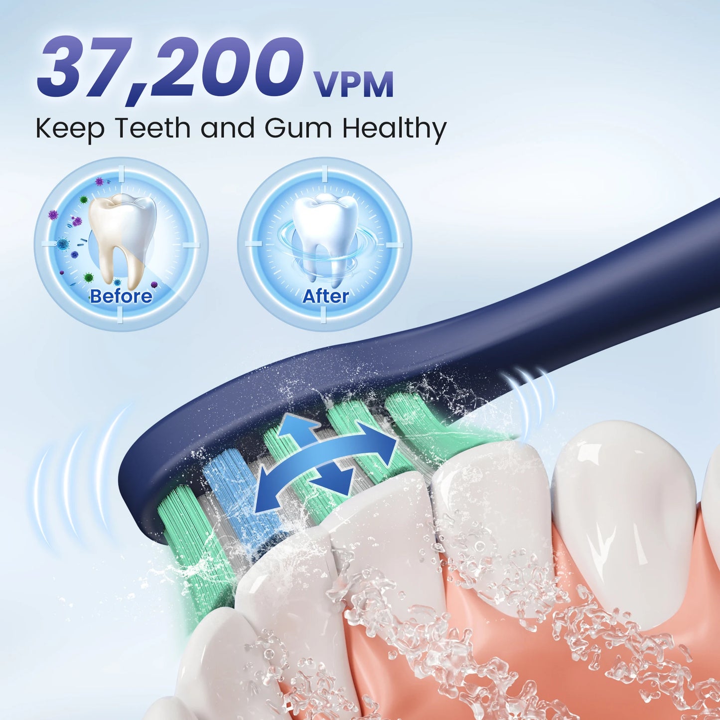 Sejoy Sonic Toothbrush Rechargeable Ultra Whitening Electric Toothbrush 8 Brush Heads Wireless Charging 5 Modes Smart Timer