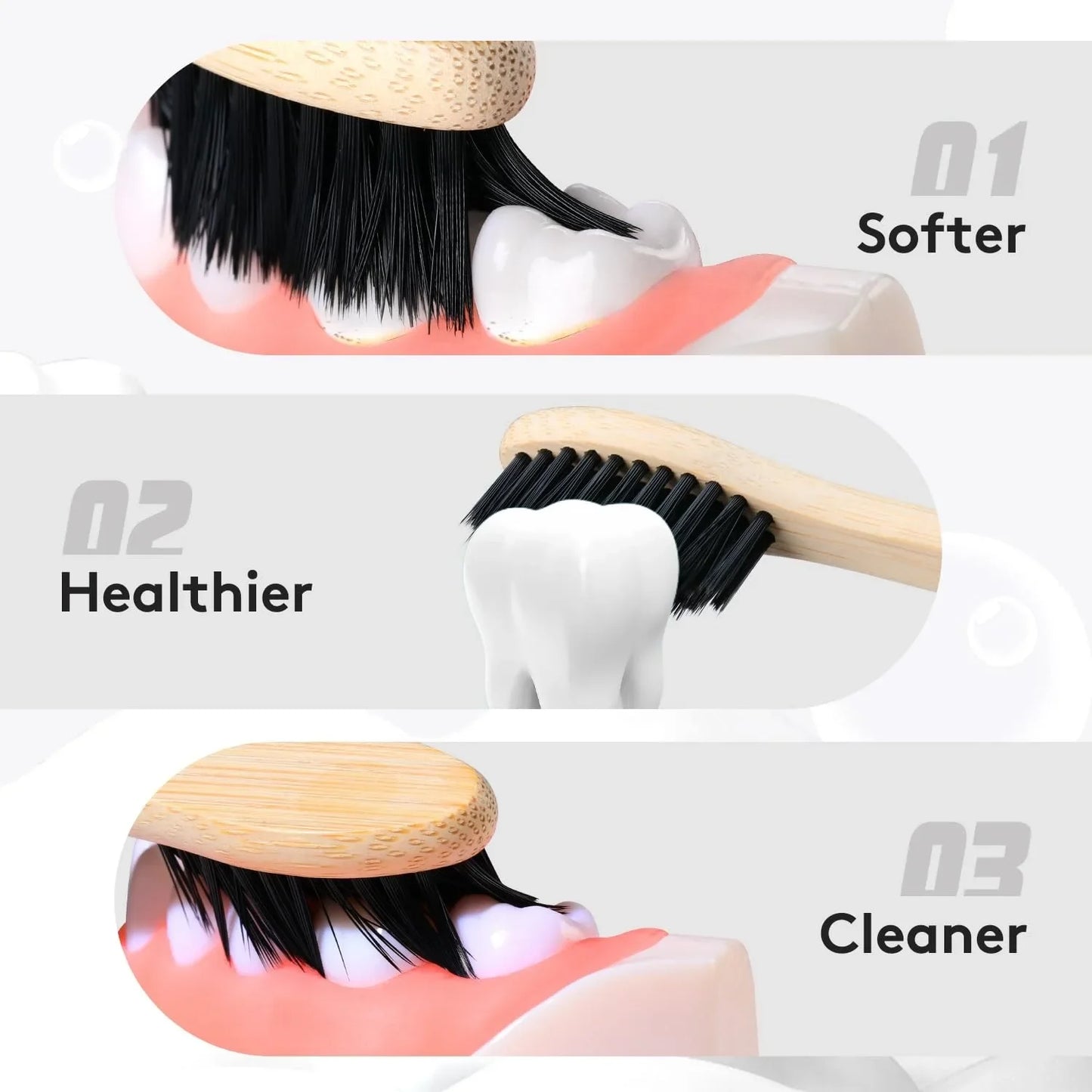 10 bamboo toothbrushes, adult soft bristles, eco-friendly natural wooden toothbrushes, organic bamboo travel toothbrushes