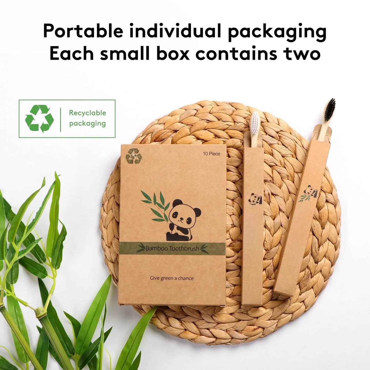 10 bamboo toothbrushes, adult soft bristles, eco-friendly natural wooden toothbrushes, organic bamboo travel toothbrushes