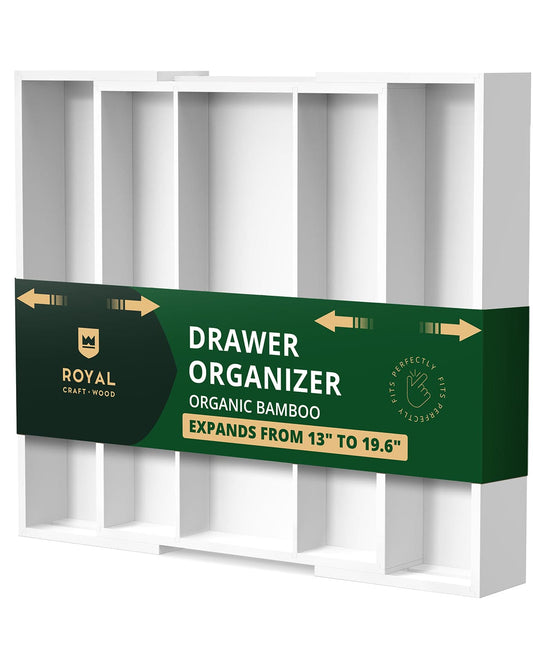 Utensil Drawer Organizer, White (5 Slots)