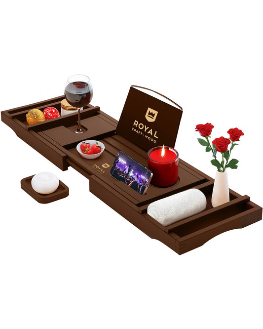 Foldable Bathtub Caddy Tray, Brown