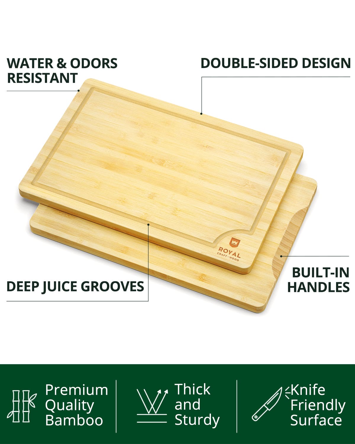Cutting Board Set of 2, Bamboo