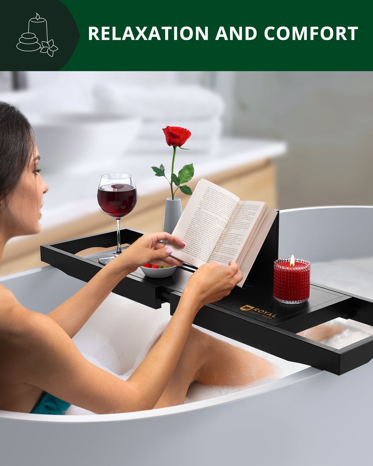 Bathtub Caddy Tray Lite, Black