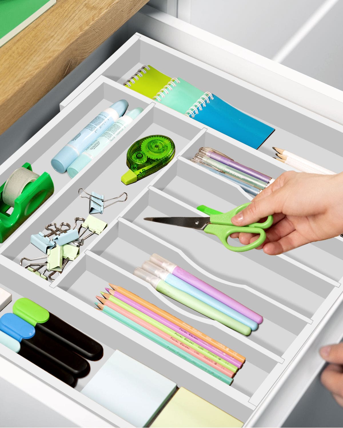Silverware Drawer Organizer, White (9 Slots)