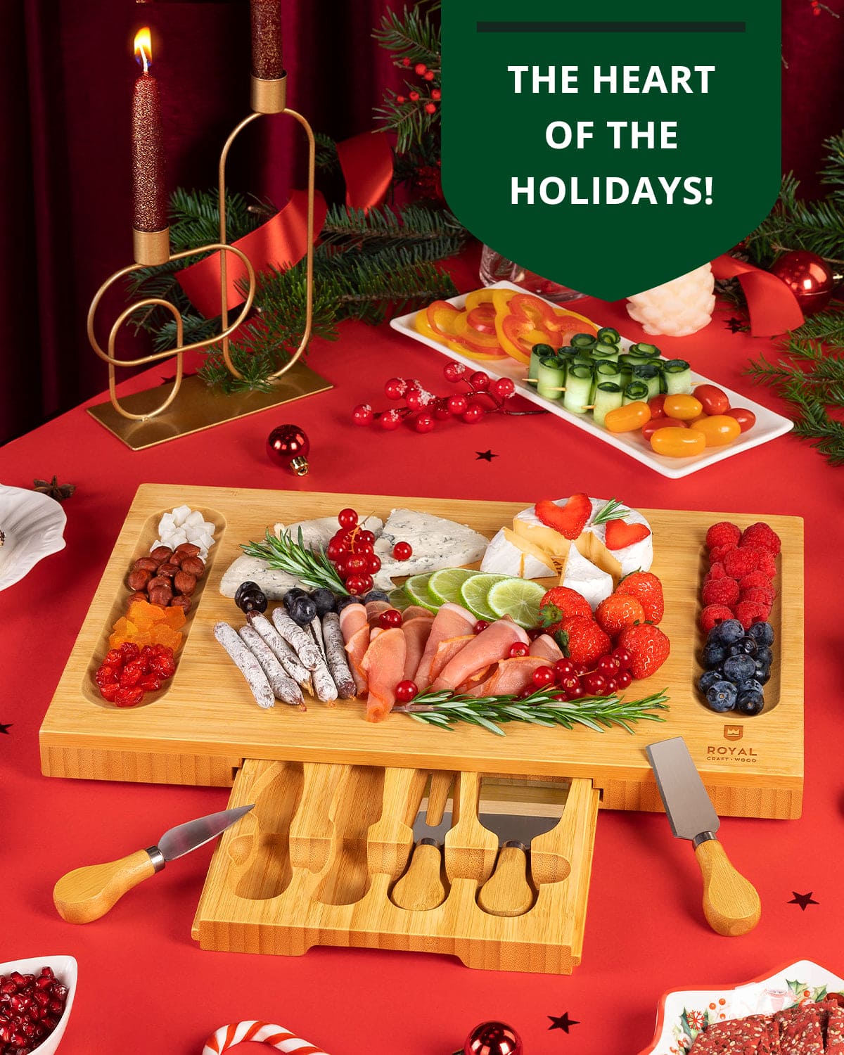 Cheese Board w/knives, 16.5"x11"