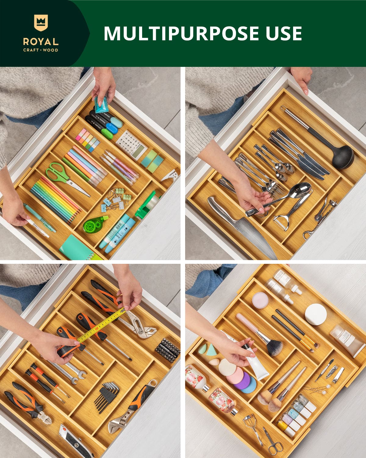 Expandable Silverware Organizer (8 Slots)