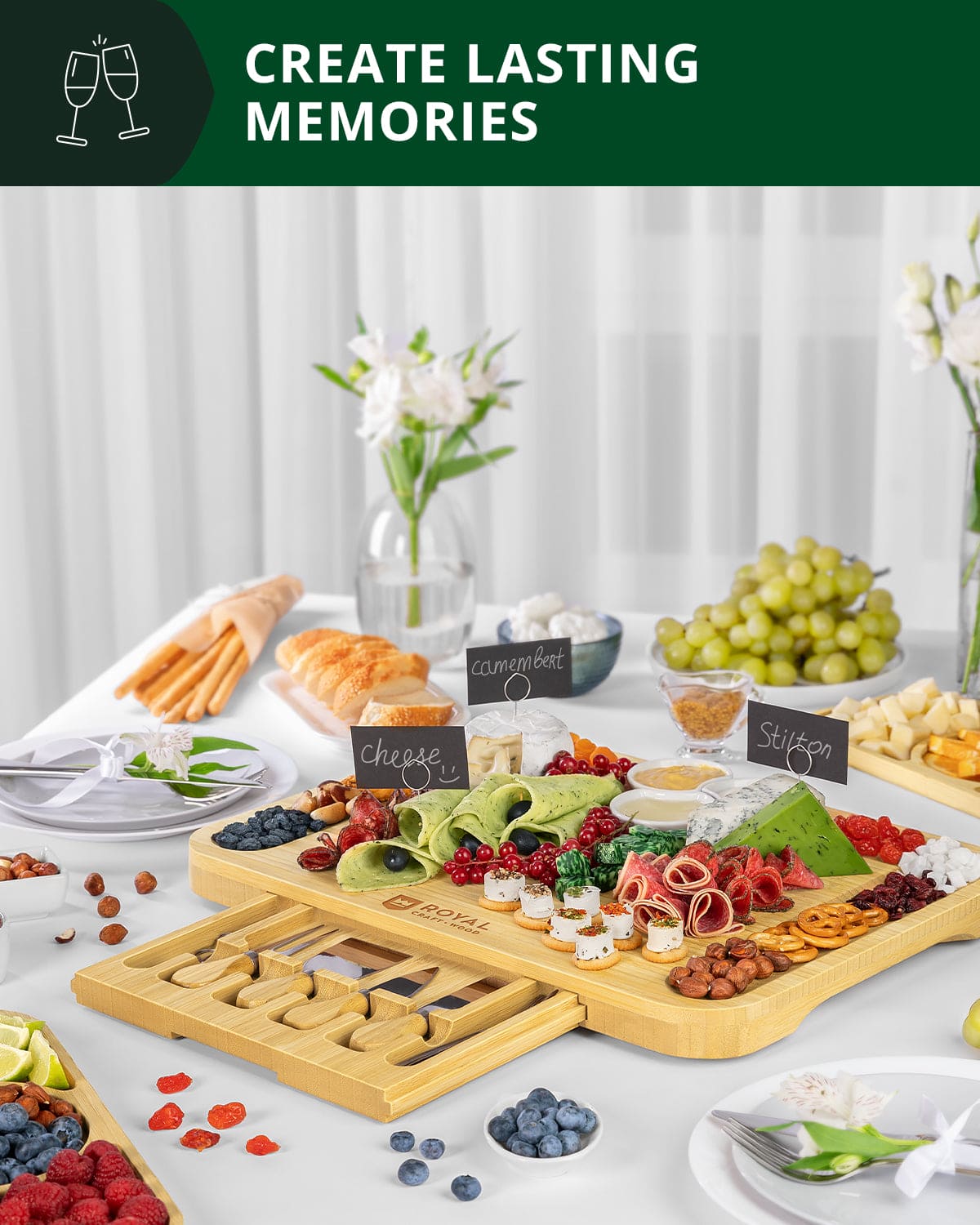 Cheese Board Set with Side Trays
