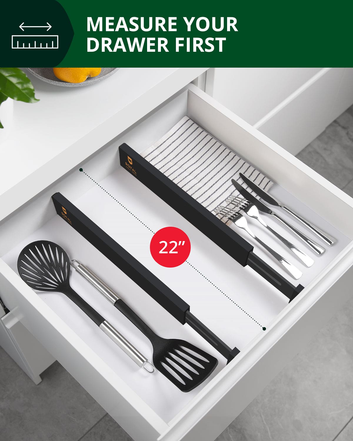Drawer Dividers 22”, Black