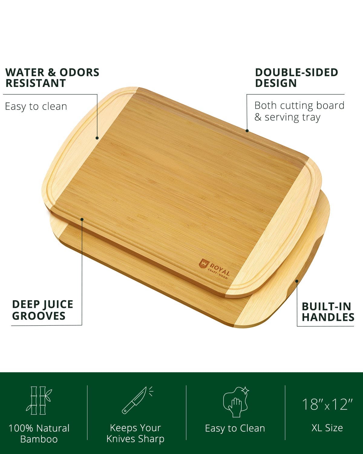 Cutting Board Two-tone XL, 18”x12”