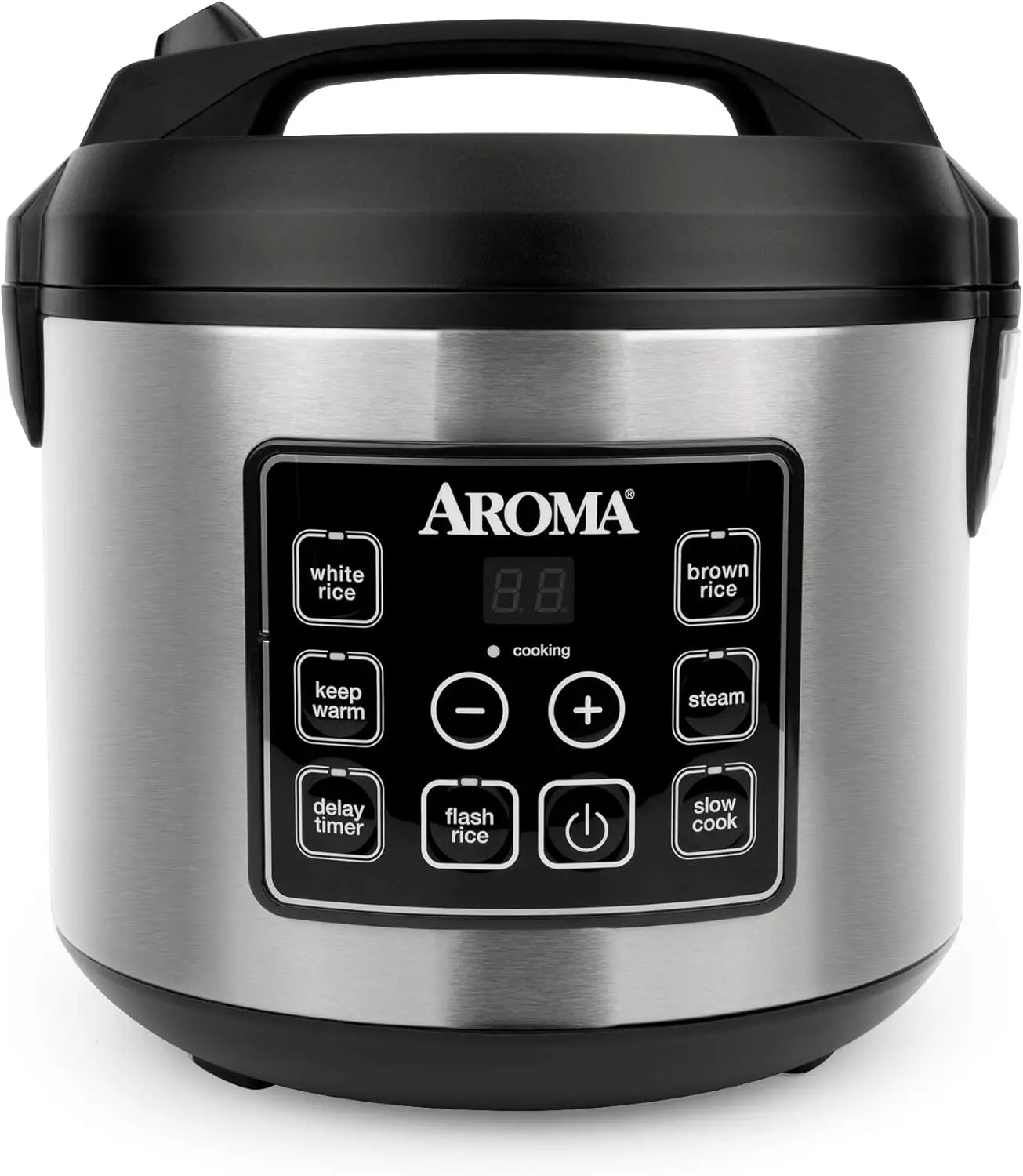 NEW 20 Cup Cooked (10 cup uncooked) Digital Rice Cooker, Slow Cooker, Food Steamer, SS Exterior (ARC-150SB),Black