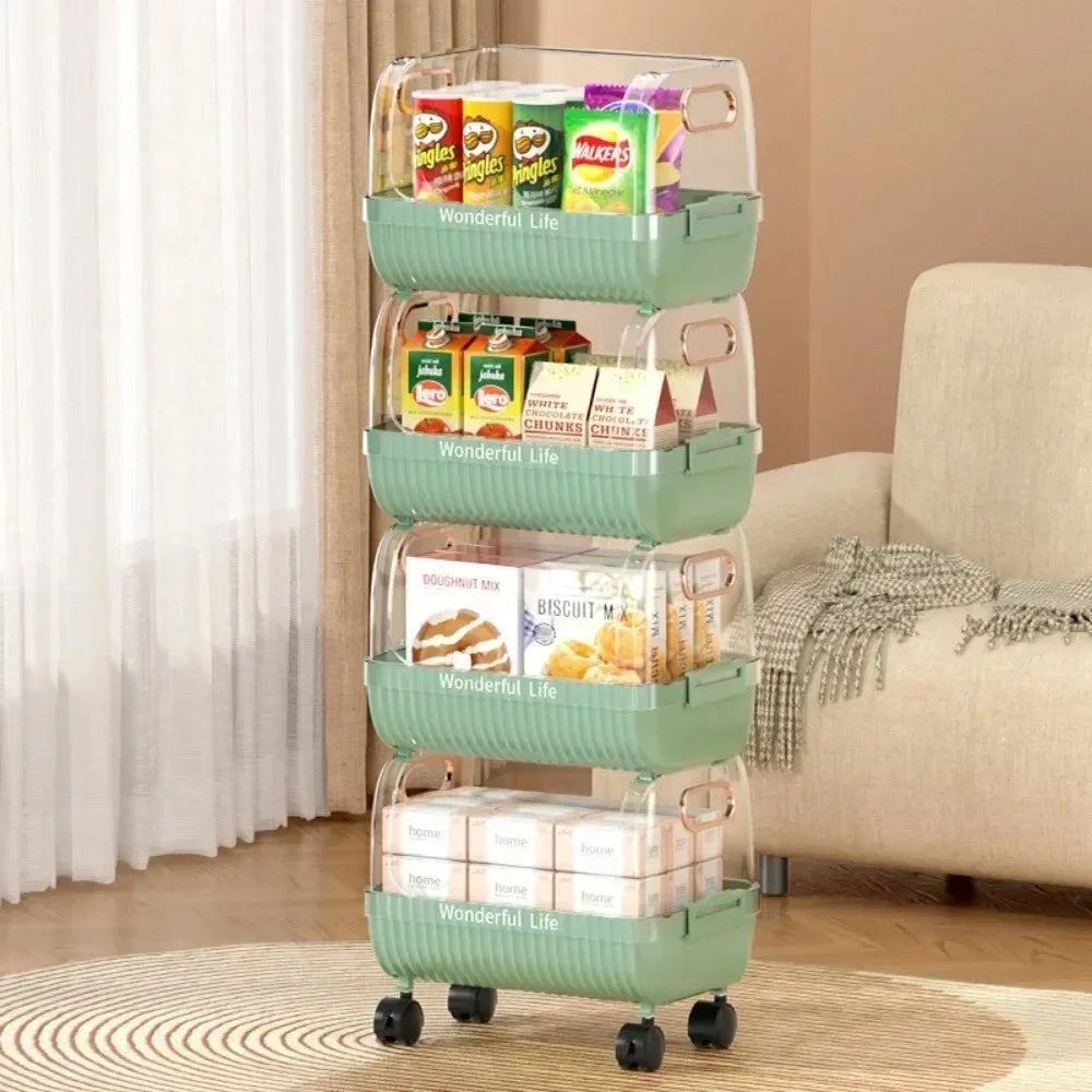 Storage Rack Vegetable Basket Movable Trolleys