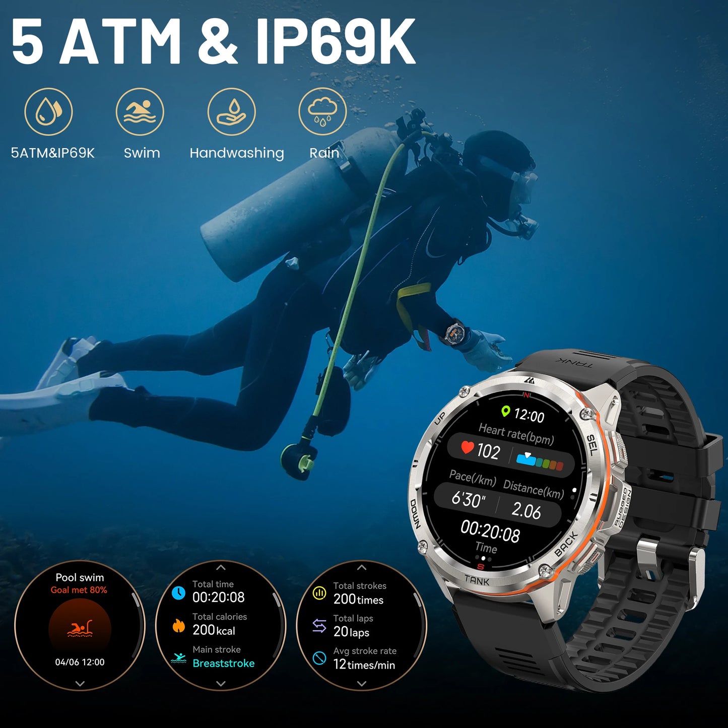 Waterproof Electronic Fitness Digital Bluetooth Watches For Men and Women