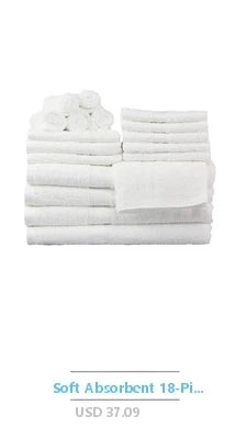 18-Pack Cotton Washcloth Bundle White Quick Dry Absorbent Gentle Face Body Towel Set Gym Travel Guest Bathroom Use Great Value