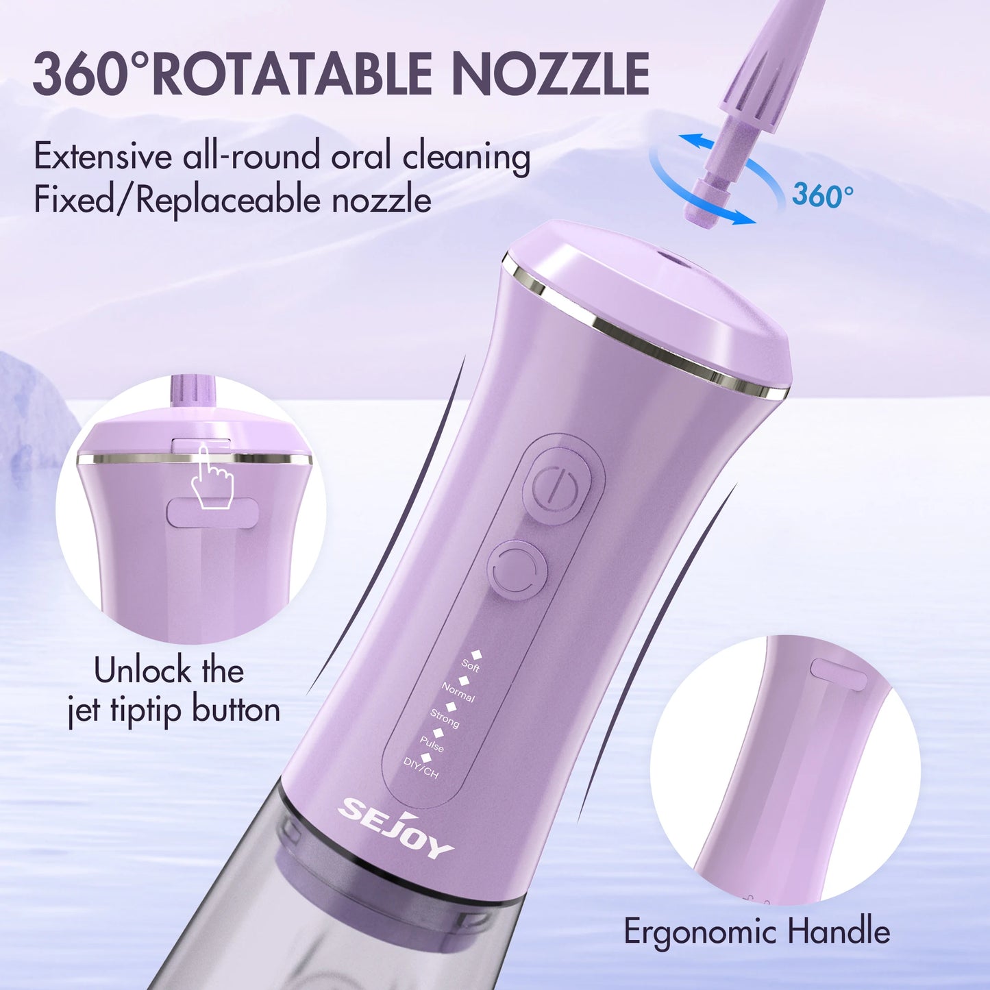 SEJOY Dental Oral Irrigator USB Rechargeable Teeth Cleaner Portable Dental Water Flosser 5 Modes IPX7 Mouth Washing Machine 350m