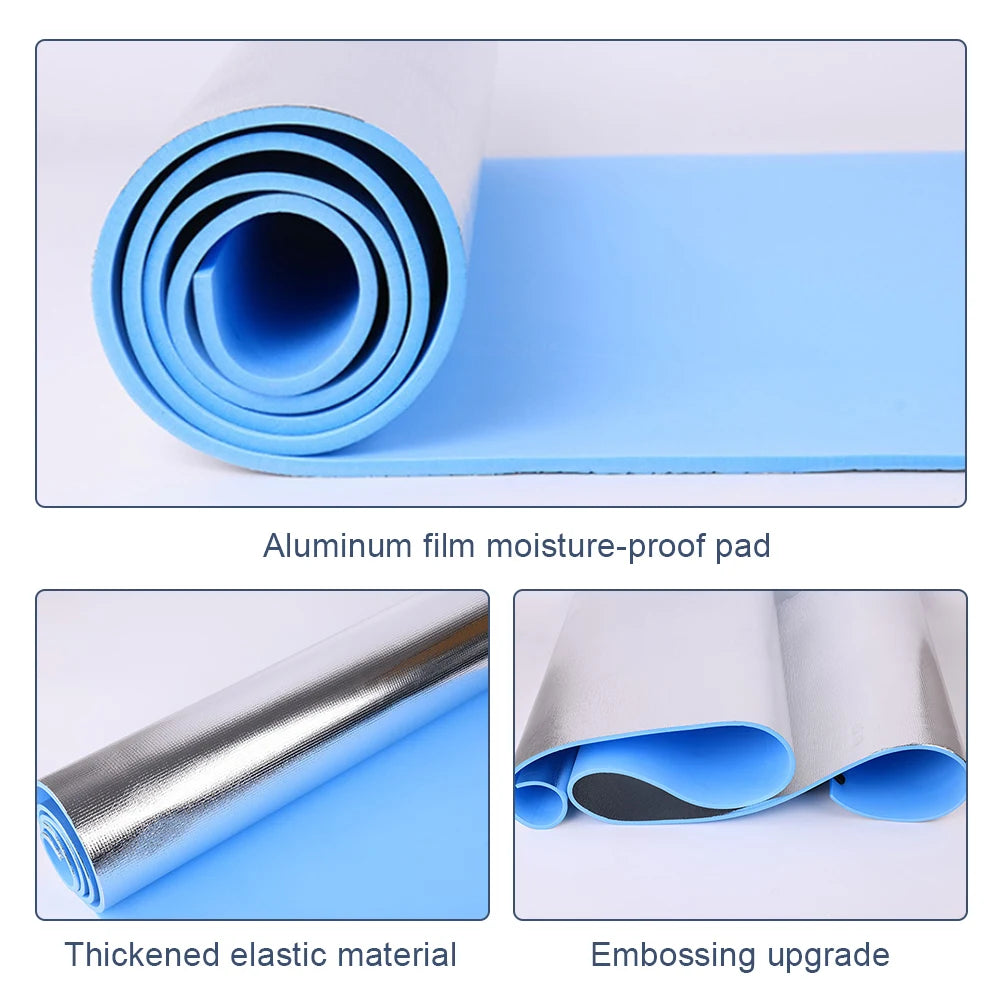 Waterproof Yoga Mat Aluminum Membrane Exercise Mat Thickened Camping Picnic Mat Portable Multifunction for Fitness Exercise