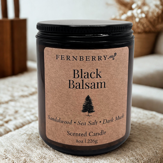 Black Balsam- 8oz Wood Wick Candle