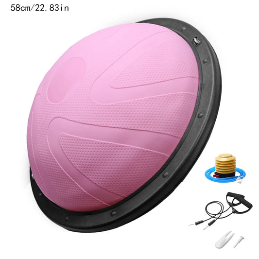 46cm/58cm Yoga Balance Ball Strong Half Home Gym Fitness Ball Explosion-Proof Pilates Fitball Wave Speed Ball