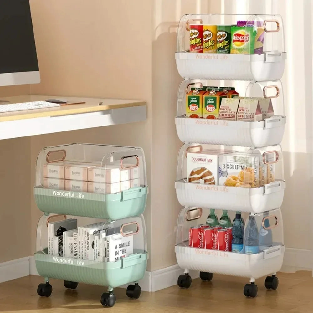 Storage Rack Vegetable Basket Movable Trolleys