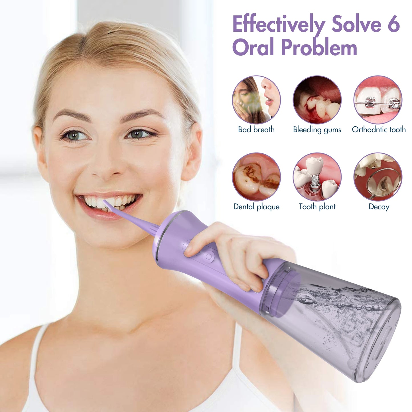 SEJOY Dental Oral Irrigator USB Rechargeable Teeth Cleaner Portable Dental Water Flosser 5 Modes IPX7 Mouth Washing Machine 350m