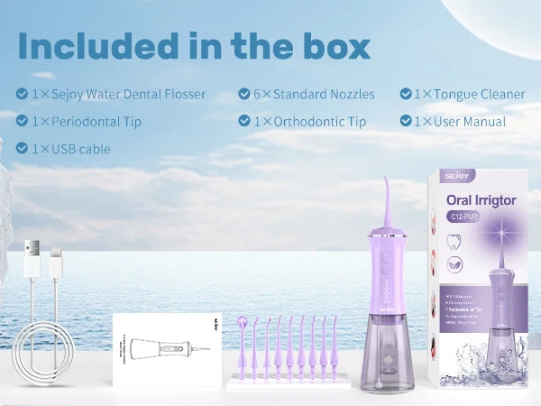 SEJOY Dental Oral Irrigator USB Rechargeable Teeth Cleaner Portable Dental Water Flosser 5 Modes IPX7 Mouth Washing Machine 350m