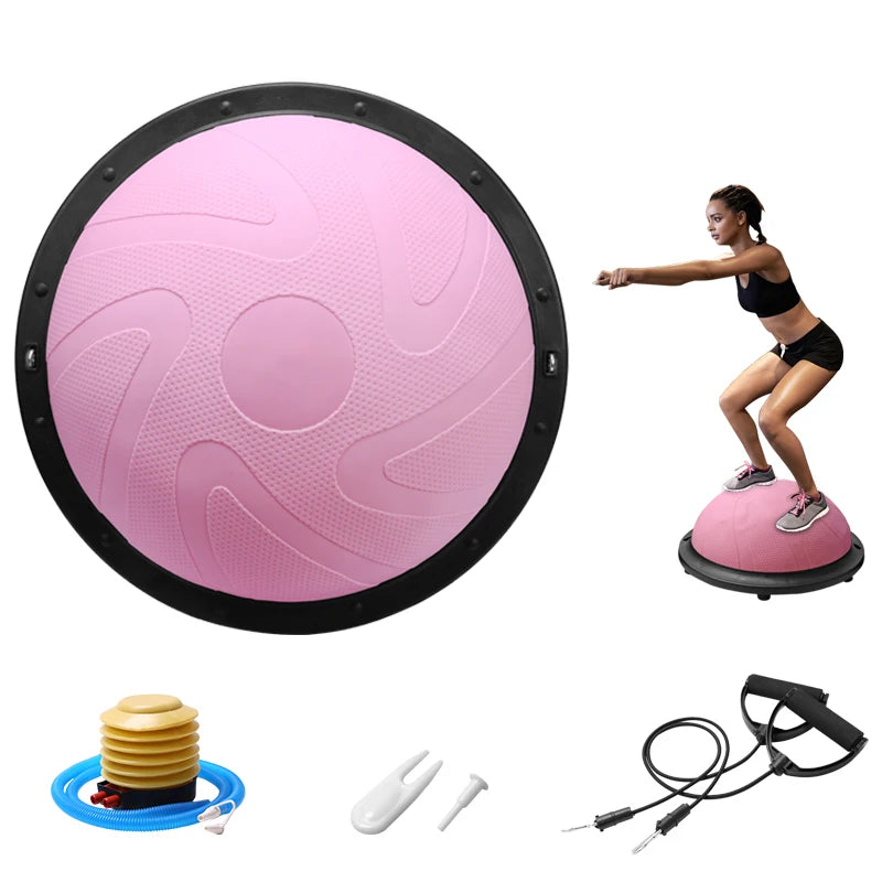 46cm/58cm Yoga Balance Ball Strong Half Home Gym Fitness Ball Explosion-Proof Pilates Fitball Wave Speed Ball