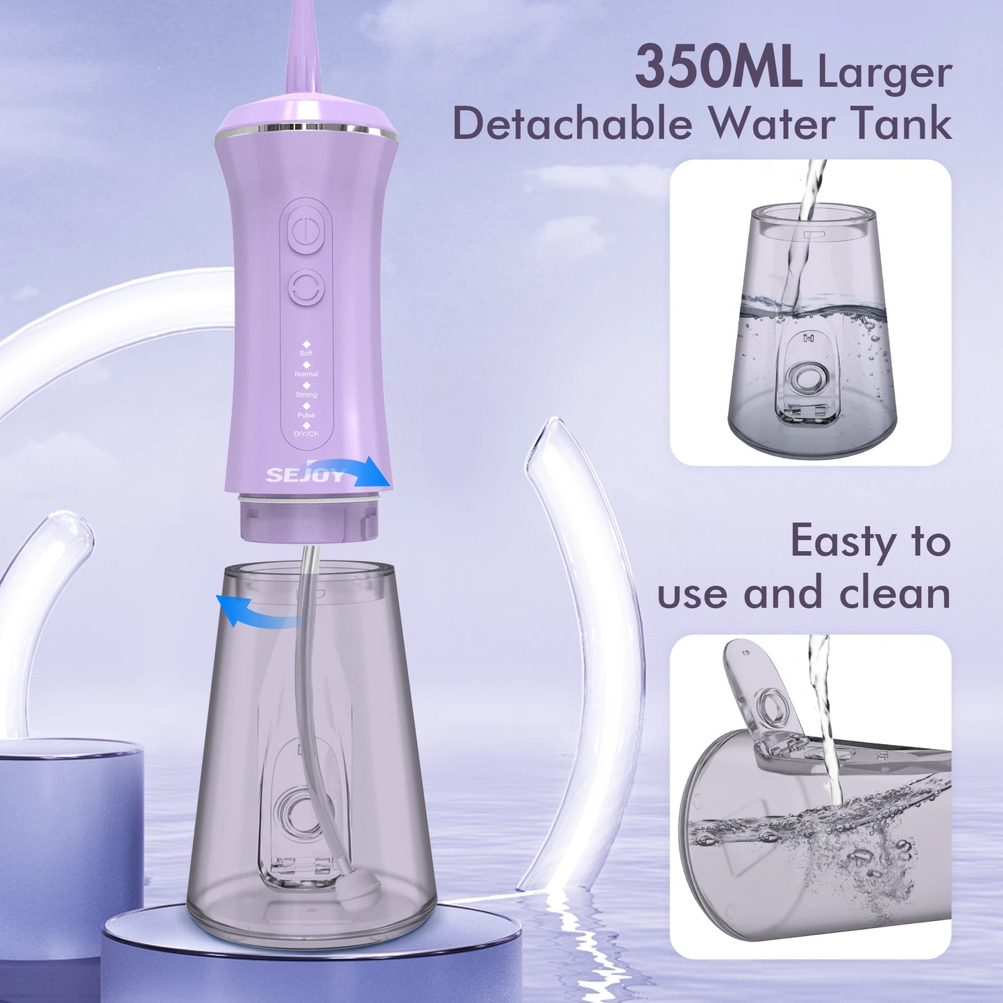 SEJOY Dental Oral Irrigator USB Rechargeable Teeth Cleaner Portable Dental Water Flosser 5 Modes IPX7 Mouth Washing Machine 350m
