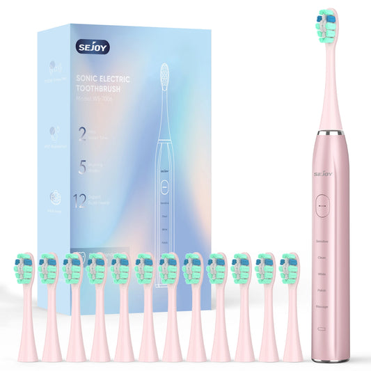 Smart Electric Toothbrush Rechargeable With 12pcs Replacement Head USB Tooth Brush 5 Modes Clean Whitening Sonic Toothbrush