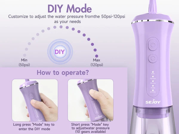 SEJOY Dental Oral Irrigator USB Rechargeable Teeth Cleaner Portable Dental Water Flosser 5 Modes IPX7 Mouth Washing Machine 350m