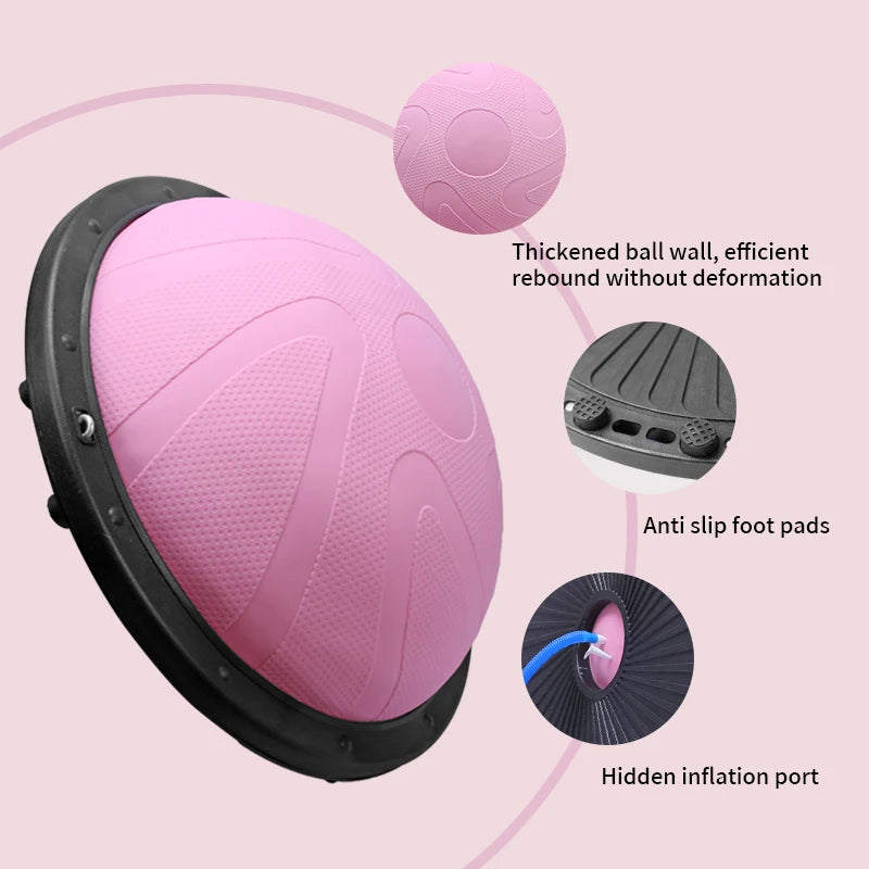 46cm/58cm Yoga Balance Ball Strong Half Home Gym Fitness Ball Explosion-Proof Pilates Fitball Wave Speed Ball